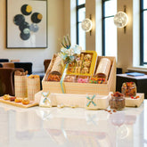 Grand Delights Gourmet Hamper | Gift Hampers Online featuring assorted sweets, dry fruits, and snacks in a festive gift box, ideal for celebrations.